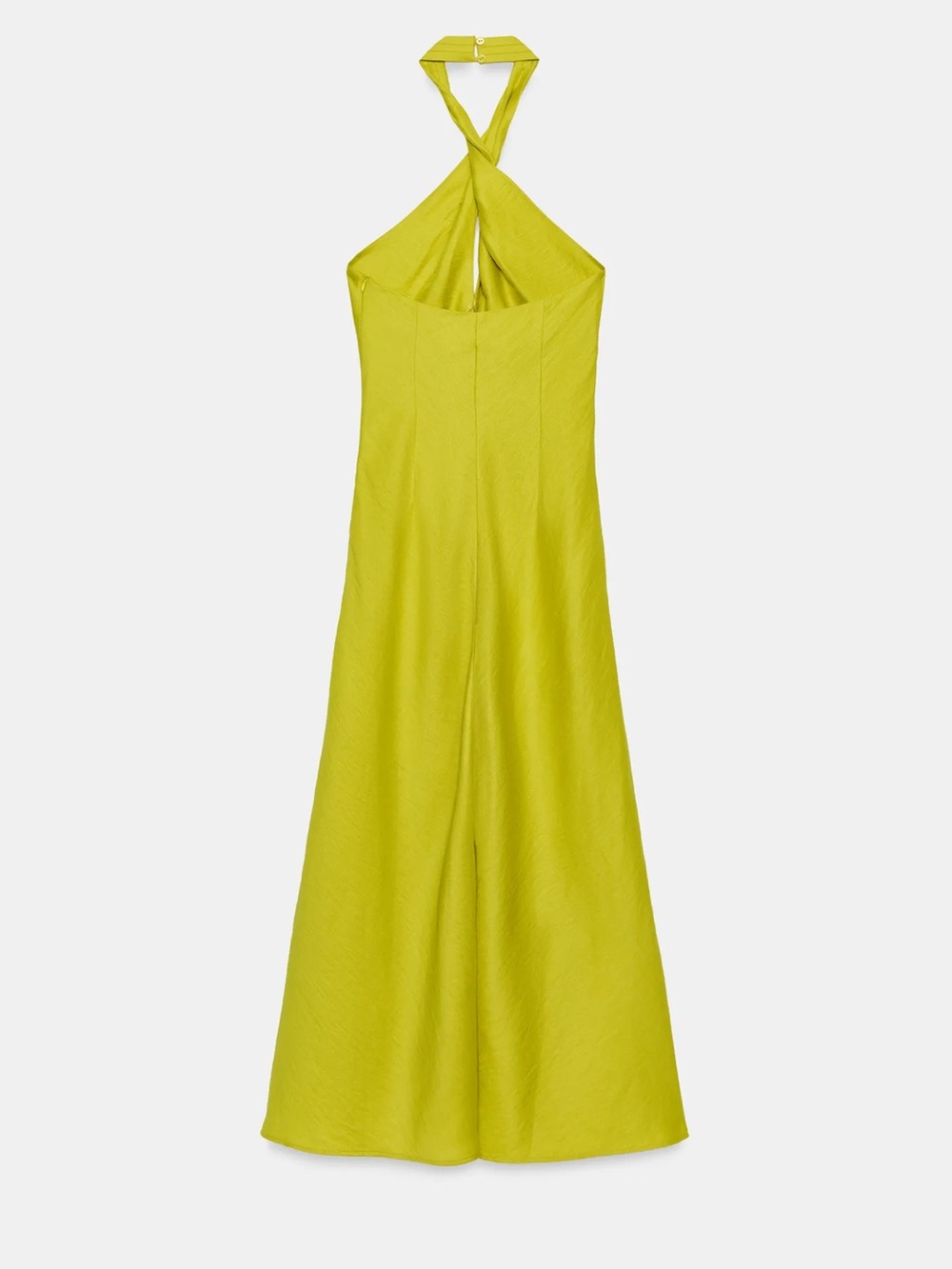 Zara Linen Wrap Halter Midi Dress- Lime Green